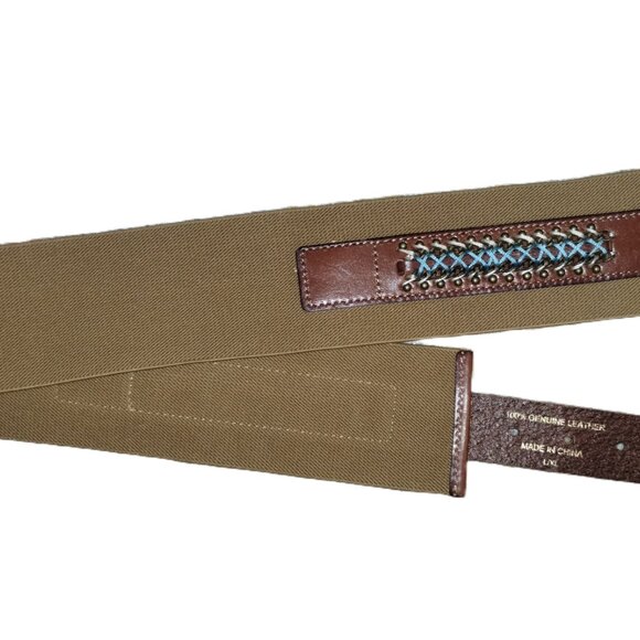 Vintage 80s Brown Leather Belt - Picture 2 of 2